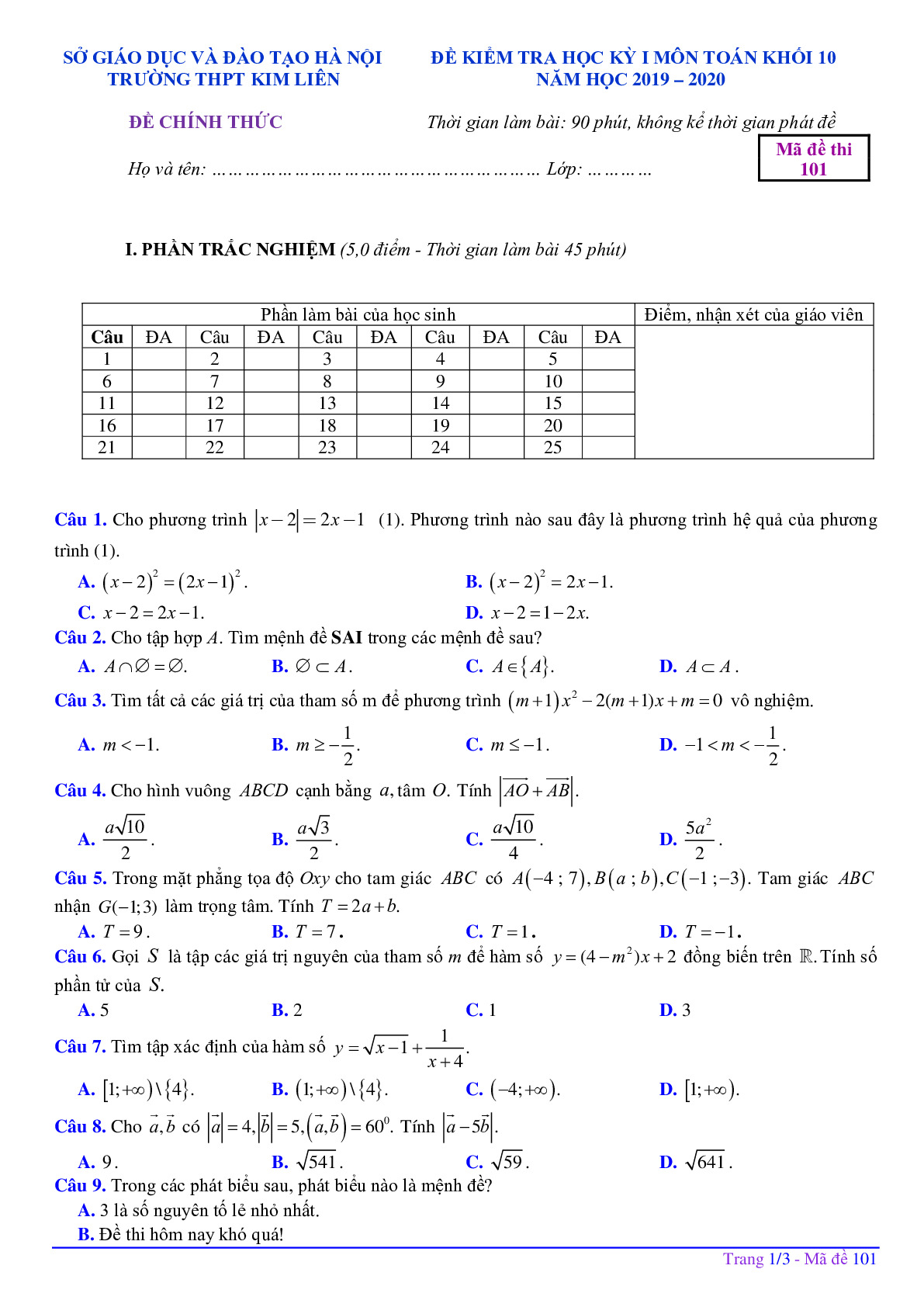 de-kiem-tra-hoc-ky-1-toan-10-nam-2019-2020-truong-thpt-kim-lien-ha-noi