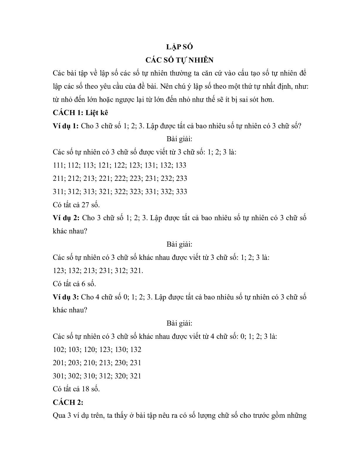 Toán 4 - Bài tập về lập số