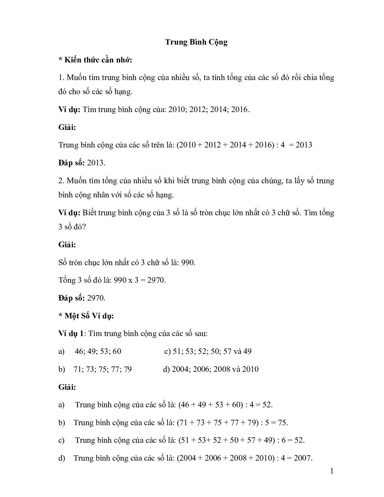 Toán 4 - Chuyên đề bồi dưỡng HSG - Trung bình cộng