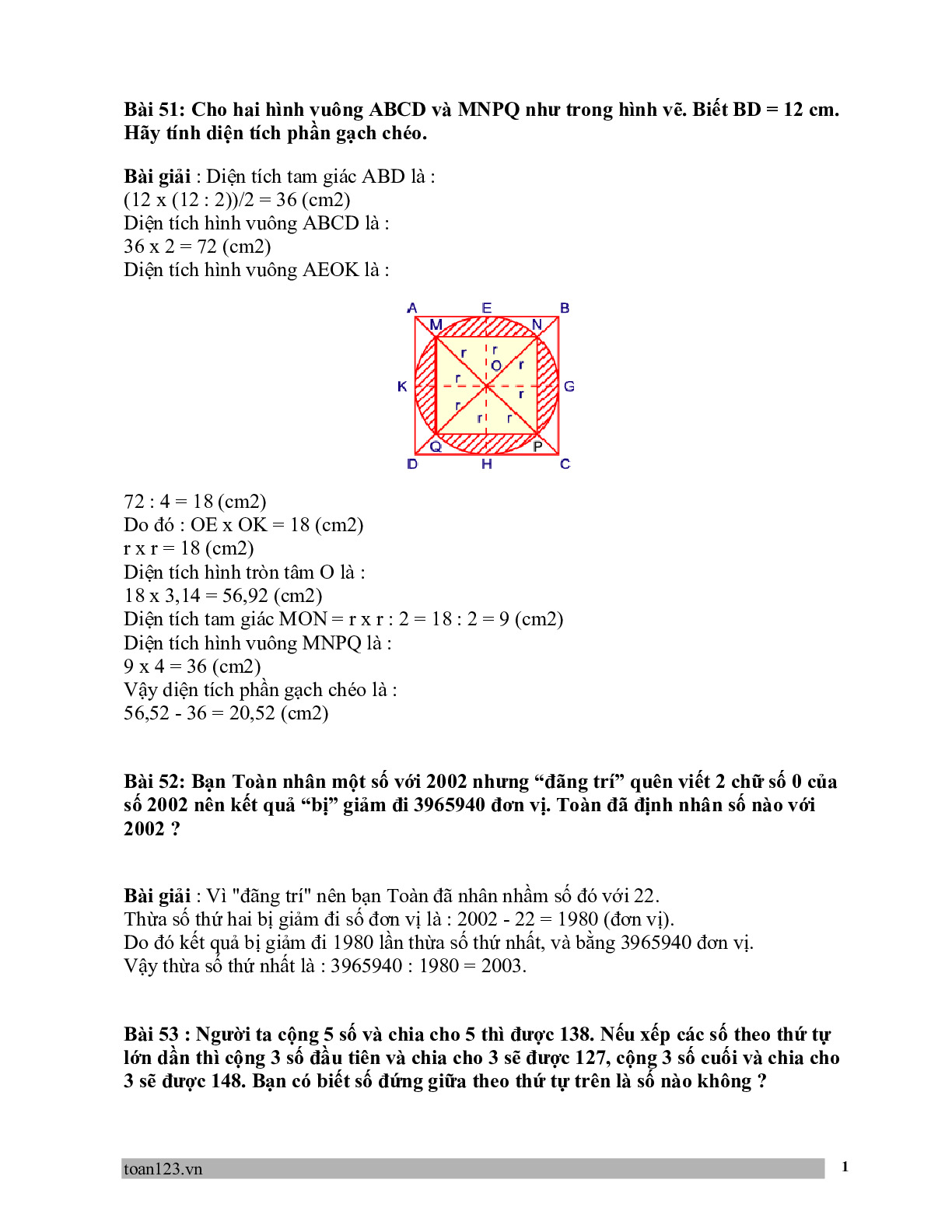 Toán 5 - 50 bài toán bồi dưỡng HSG