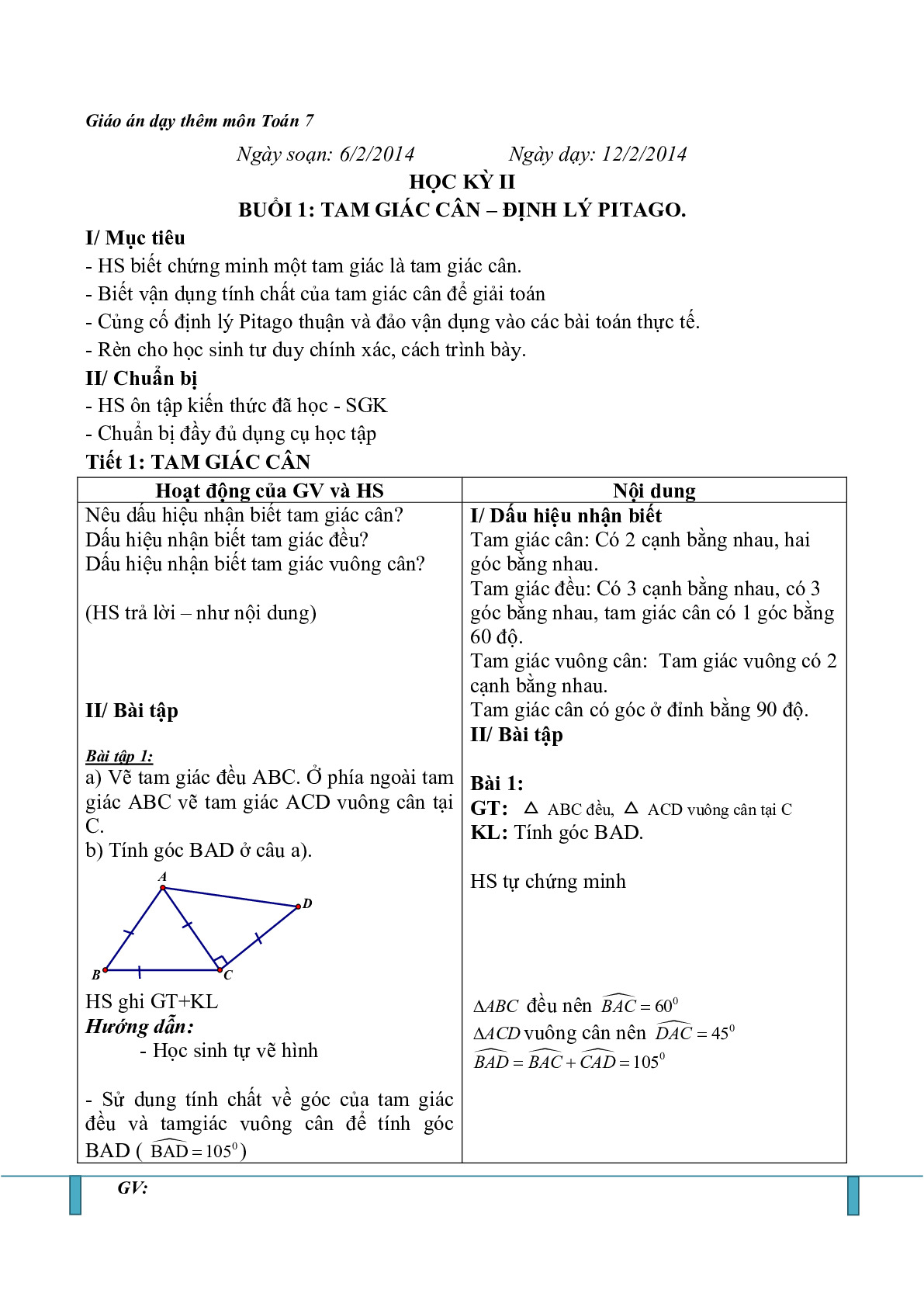 Toán 7 - Giáo án phụ đạo HK2