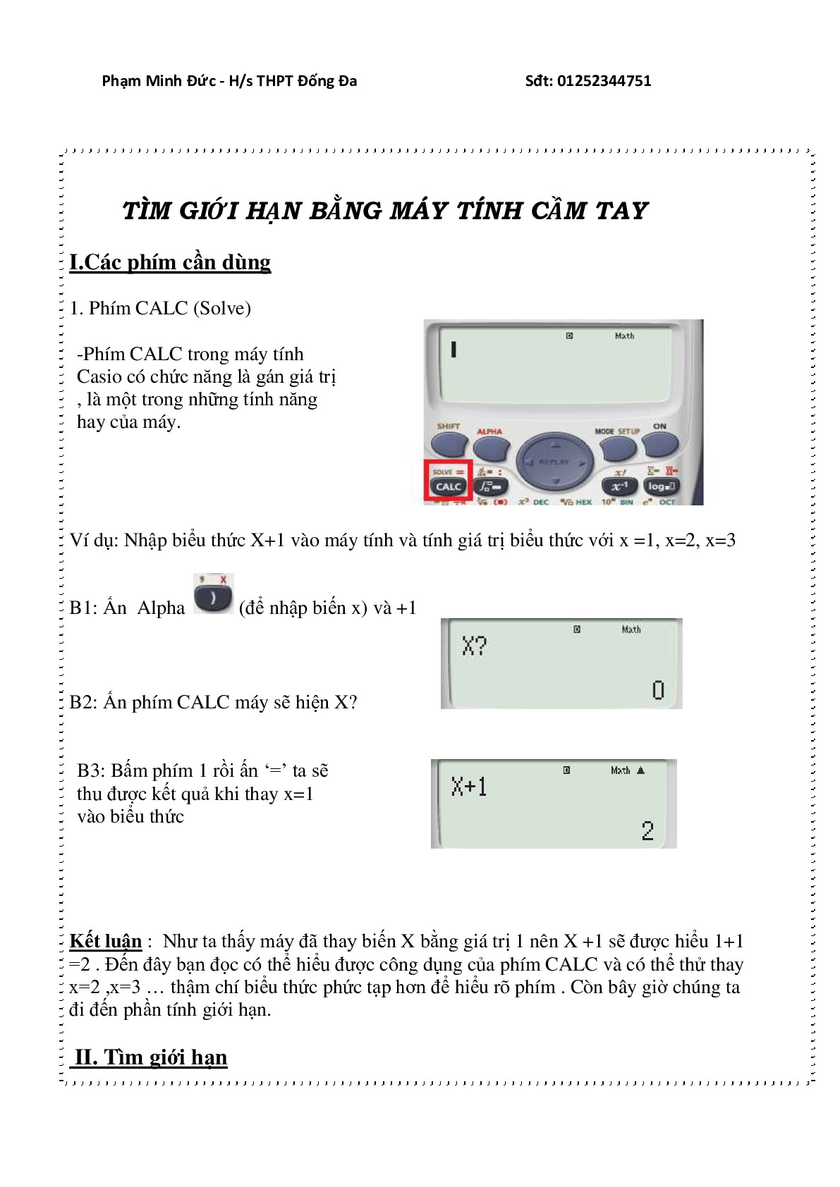 Toán 12 - Tìm giới hạn bằng máy tính cầm tay - Phạm Minh Đức