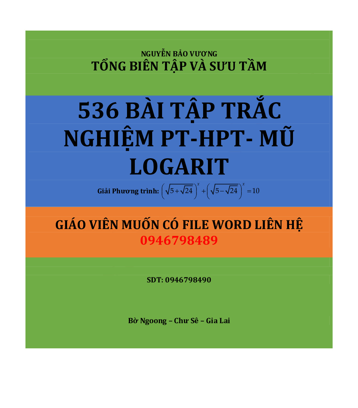 Toán 12 - 536 bài tập trắc nghiệm phương trình HPT mũ logarit