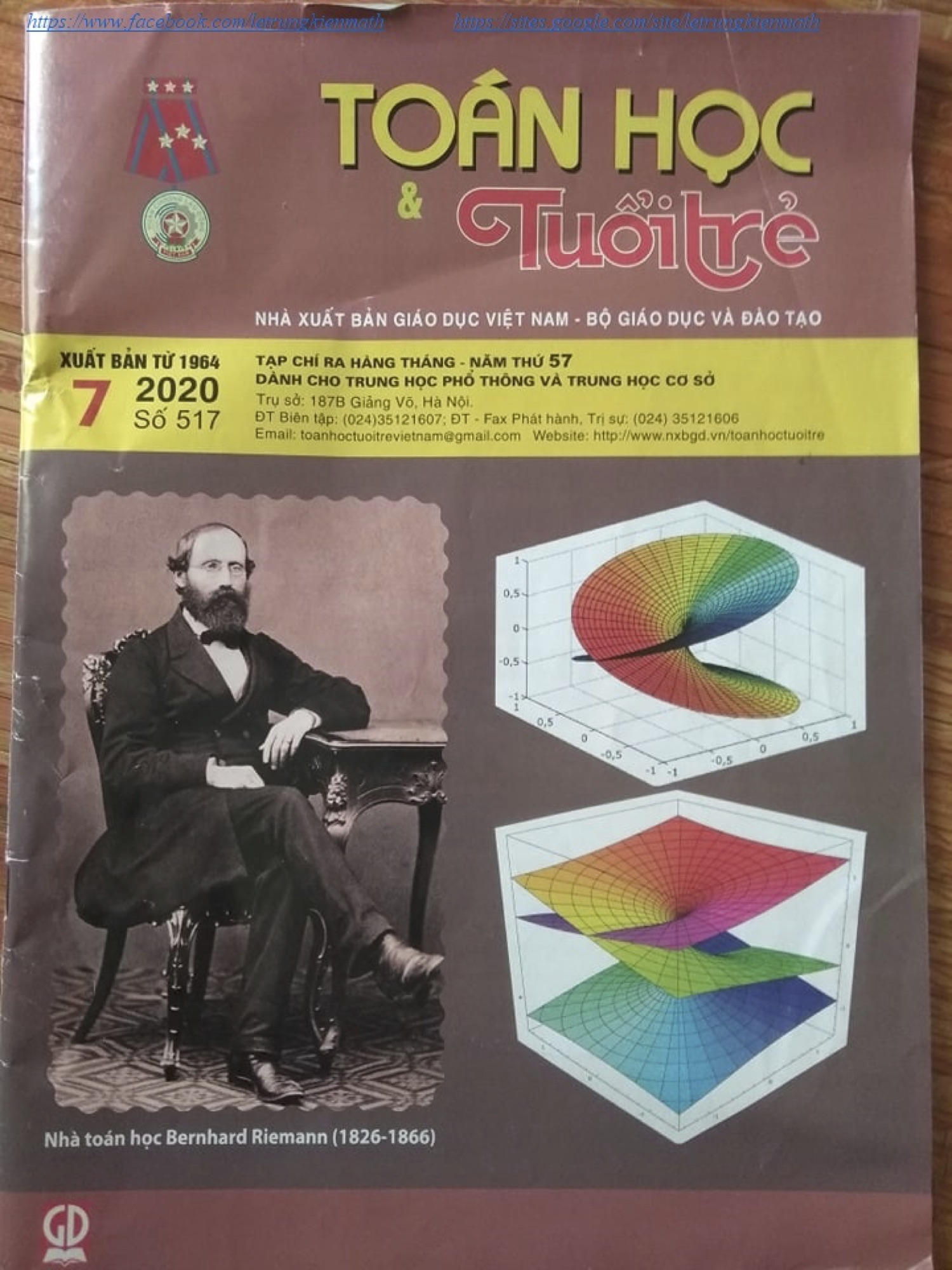 Tạp chí toán học và tuổi trẻ số 517 tháng 7 năm 2020