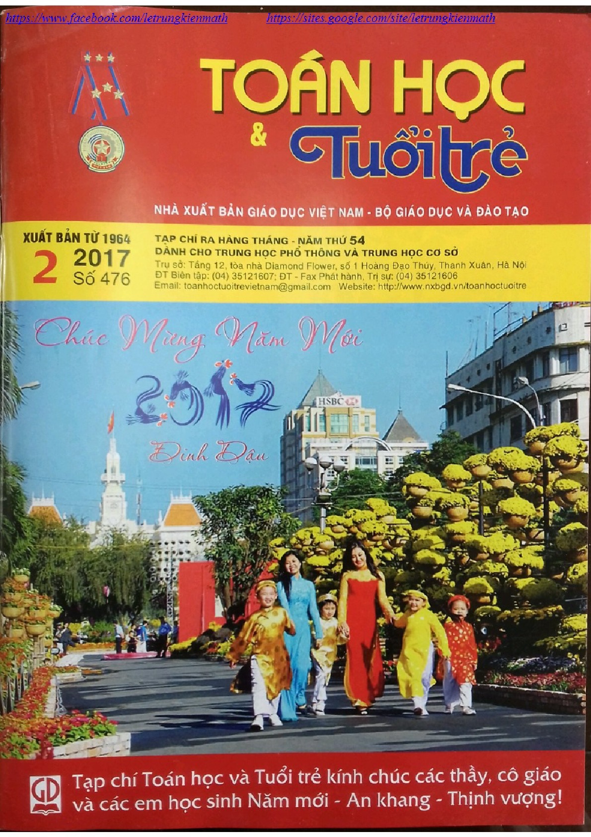 Tạp chí toán học và tuổi trẻ số 476 - tháng 2/2017