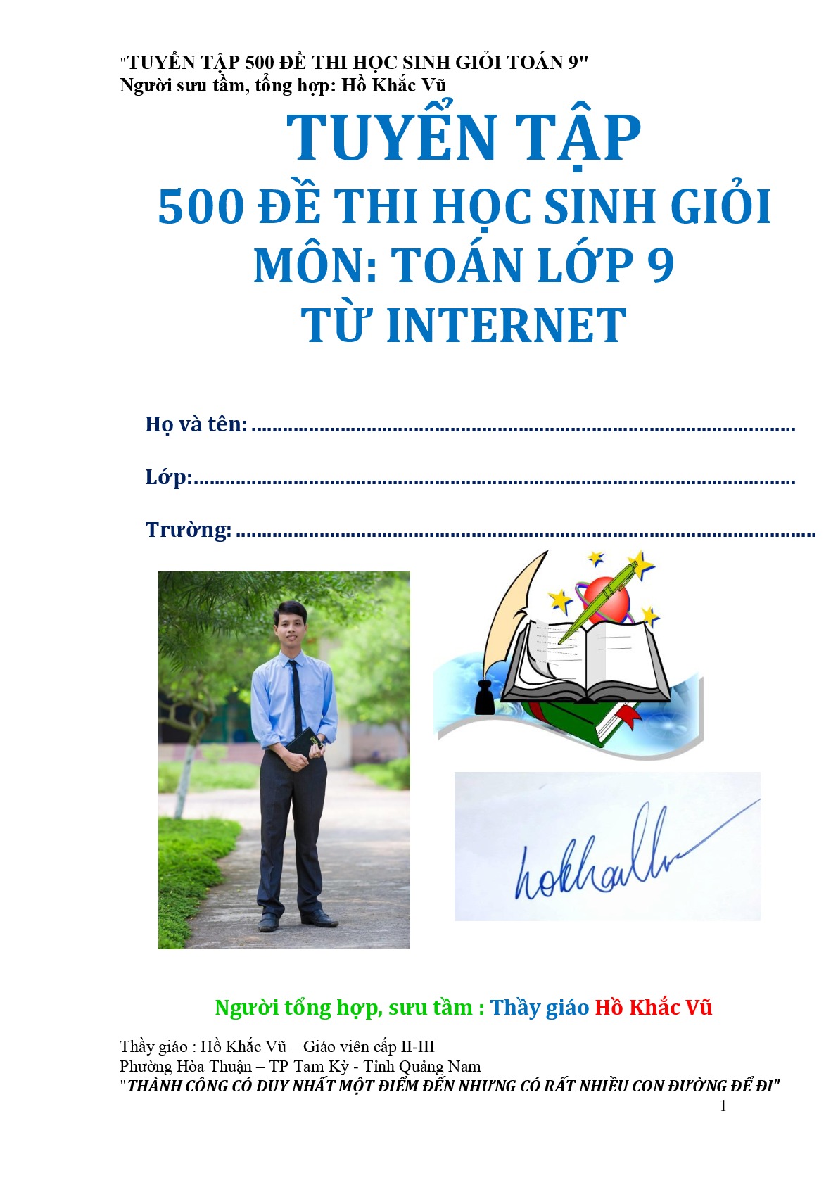 Tuyển tập 500 đề thi học sinh giỏi Toán 9